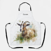 Waterverf Boerderij Geit, op maat Schort (Voorkant)