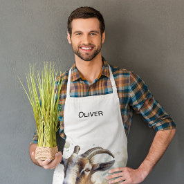 Waterverf Boerderij Geit, op maat Schort