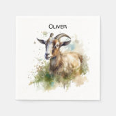 Waterverf Boerderij Geit, op maat Servet (Voorkant)