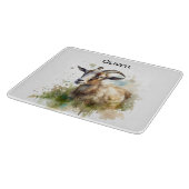 Waterverf Boerderij Geit, op maat Snijplank (Hoek)