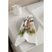 Waterverf Boerderij Geit, op maat Theedoek