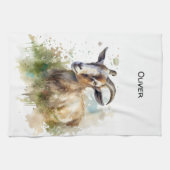 Waterverf Boerderij Geit, op maat Theedoek (Horizontaal)