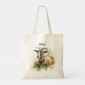 Waterverf Boerderij Geit, op maat Tote Bag (Achterkant)