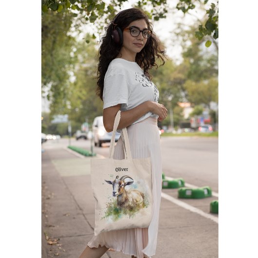 Waterverf Boerderij Geit, op maat Tote Bag