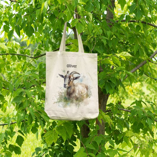 Waterverf Boerderij Geit, op maat Tote Bag