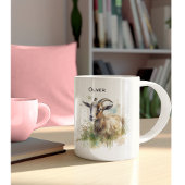 Waterverf Boerderij Geit, op maat Tweekleurige Koffiemok