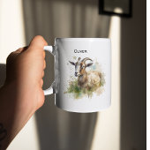 Waterverf Boerderij Geit, op maat Tweekleurige Koffiemok