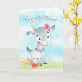 Waterverf Boerderij giergeit Kaart (Gele Bloem)