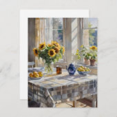 Waterverf Boerderij Keukentafel A Feestdagenkaart (Voorkant / Achterkant)