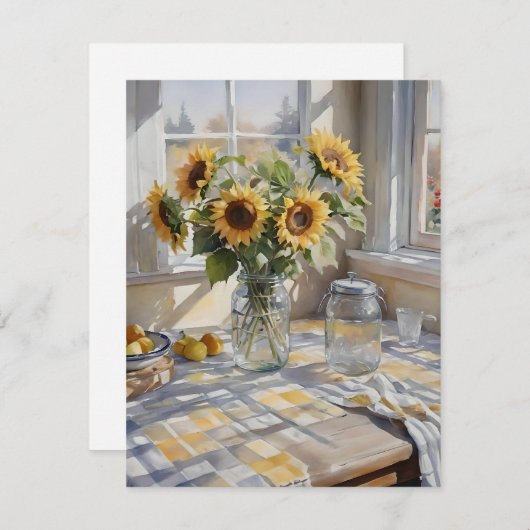 Waterverf Boerderij Keukentafel B Feestdagenkaart (Voorkant / Achterkant)