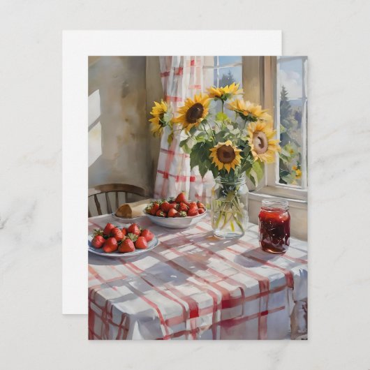 Waterverf Boerderij Keukentafel C Feestdagenkaart (Voorkant / Achterkant)