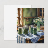 Waterverf Boerderij keukentafel met groene bonen A Feestdagenkaart (Voorkant / Achterkant)