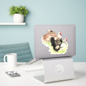 Waterverf Boerderij Kip Haan Hen Barn Art Sticker (Laptop op bureau)
