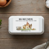 Waterverf Boerderij kippen - Verse doos Etiket