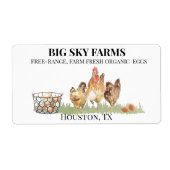 Waterverf Boerderij kippen - Verse doos Etiket (Voorkant)