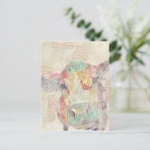 Waterverf Boerderij Koe collage Briefkaart (Staand voorkant)