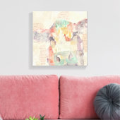 Waterverf Boerderij Koe collage Canvas Afdruk (Insitu (Woonkamer))