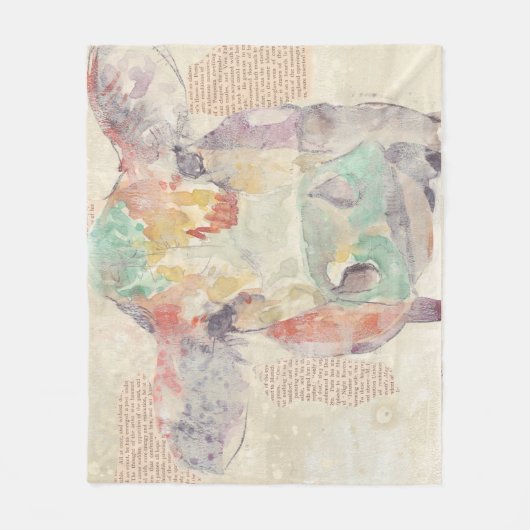 Waterverf Boerderij Koe collage Fleece Deken (Voorkant)