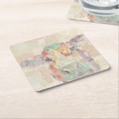 Waterverf Boerderij Koe collage Kartonnen Onderzetters (Schuin)