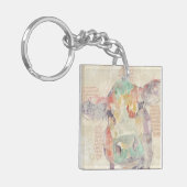 Waterverf Boerderij Koe collage Sleutelhanger (Voorkant Links)