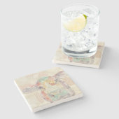 Waterverf Boerderij Koe collage Stenen Onderzetter (Zijkant)