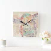 Waterverf Boerderij Koe collage Vierkante Klok (Huis)