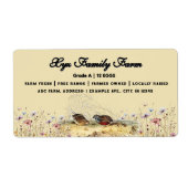 Waterverf Boerderij kwartelei kartonetiket Etiket (Voorkant)