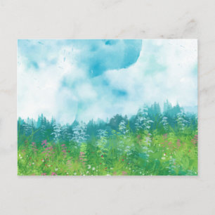 Waterverf Boerderij Landschap 4 Briefkaart