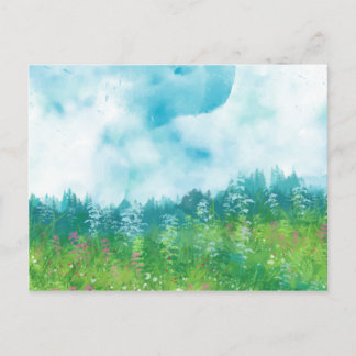 Waterverf Boerderij Landschap 4 Briefkaart