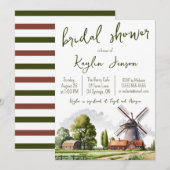 Waterverf Boerderij Landschap Bruidsdouche Uitnodi Kaart (Voorkant / Achterkant)