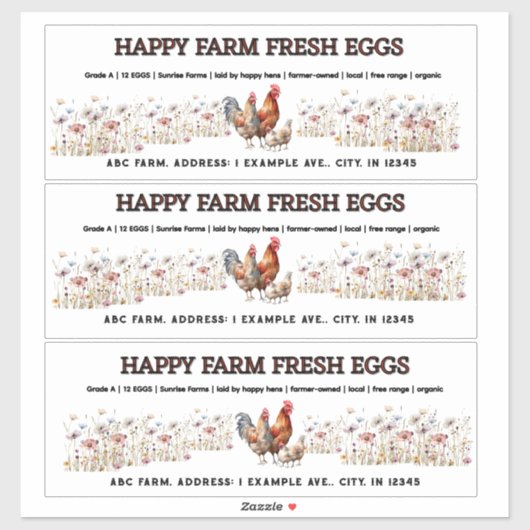 Waterverf Boerderij Large Egg Carton Label (Vel)