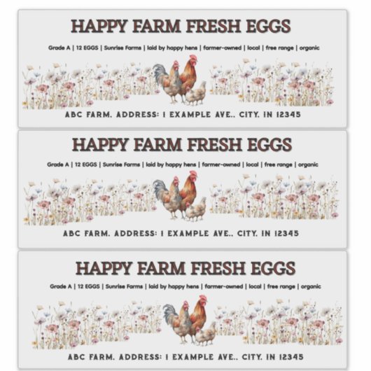 Waterverf Boerderij Large Egg Carton Label (Voorkant)