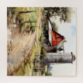Waterverf Boerderij met Silo Puzzel (Horizontaal)
