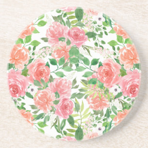 waterverf boerderij roos tuin zandsteen onderzetter