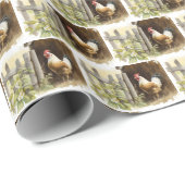 Waterverf Boerderij Rooster Cadeaupapier (Rol Hoek)