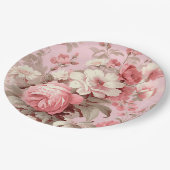 Waterverf Boerderij Roze Rozen & Witte Kosmos Papieren Bordje (Gekanteld)