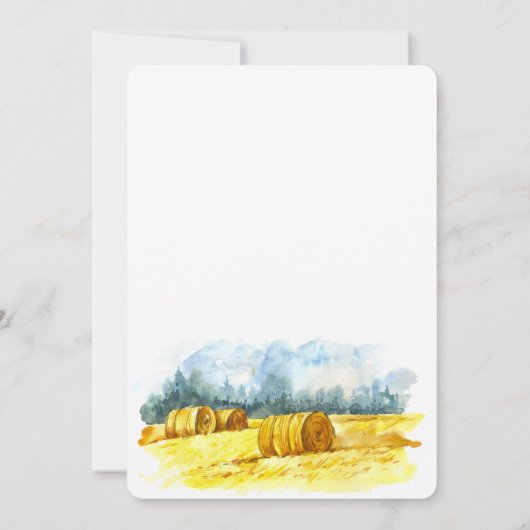 Waterverf Boerderij Tractor Hay Baby shower Kaart (Achterkant)