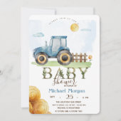 Waterverf Boerderij Tractor Hay Baby shower Kaart (Voorkant)