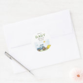 Waterverf Boerderij Tractor Hay Baby shower Ronde Sticker (Envelop)