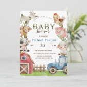 Waterverf Boerderij Tractor Stabiel Baby shower Kaart (Staand voorkant)