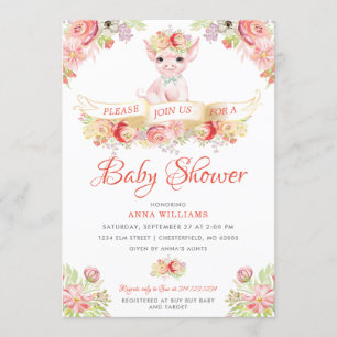 Waterverf Boerderij Varken Baby shower Kaart