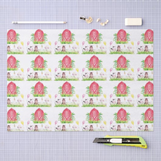 Waterverf Boerderij Verjaardag Leuke Dieren Tissuepapier (Craft)