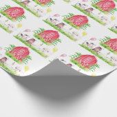 Waterverf Boerderij Verjaardagsdieren Cadeaupapier (Hoek)