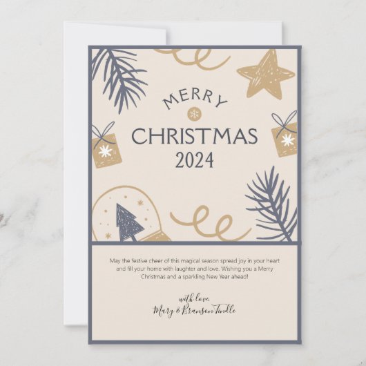 Waterverf Boerderij "Vrolijk Kerstfeest 2024" Feestdagenkaart (Voorkant)