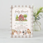 Waterverf Boerderijdieren Barnyard Baby shower Kaart (Staand voorkant)