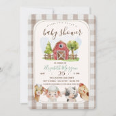 Waterverf Boerderijdieren Barnyard Baby shower Kaart (Voorkant)