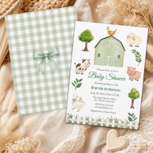 Waterverf Boerderijdieren Barnyard Baby Shower