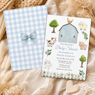 Waterverf Boerderijdieren Barnyard Baby Shower Kaart