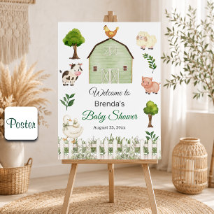 Waterverf Boerderijdieren Barnyard Baby Shower Poster