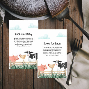 Waterverf Boerderijdieren Boeken Voor Baby Shower Informatiekaartje